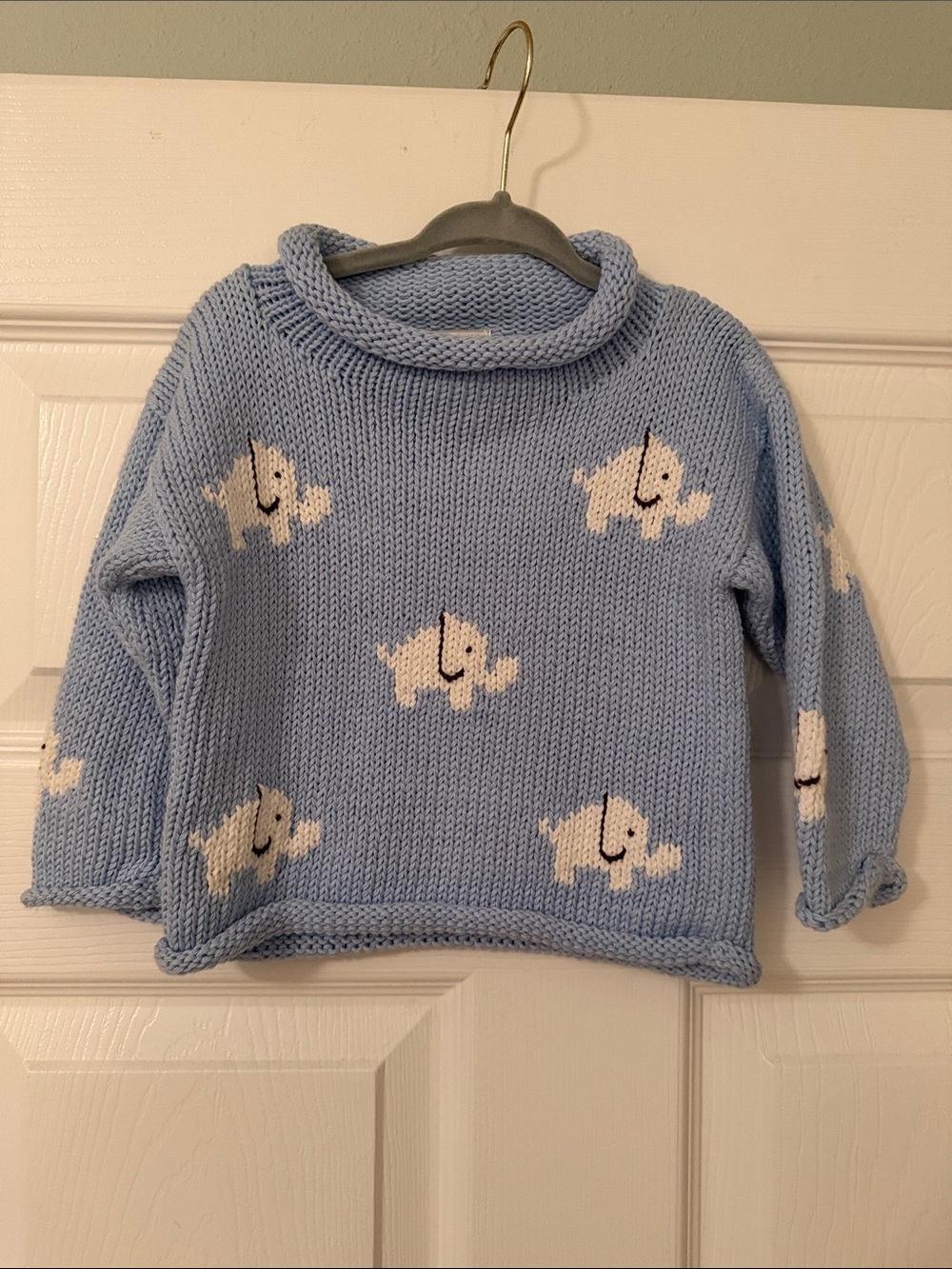 Light Blue Elephant Knit Sweater for Kids